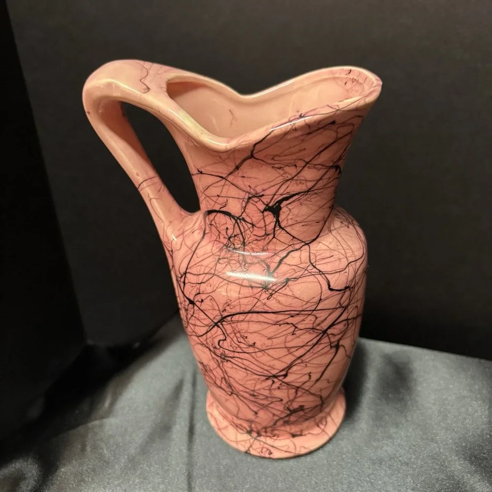 Vintage McCoy Pottery Pink/Black Swirl  7